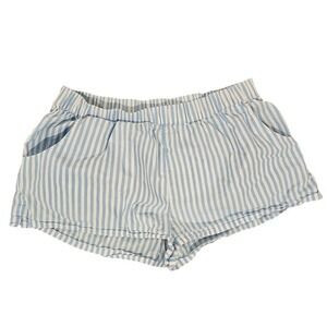 Blue and White Striped Women's Pajama Shorts